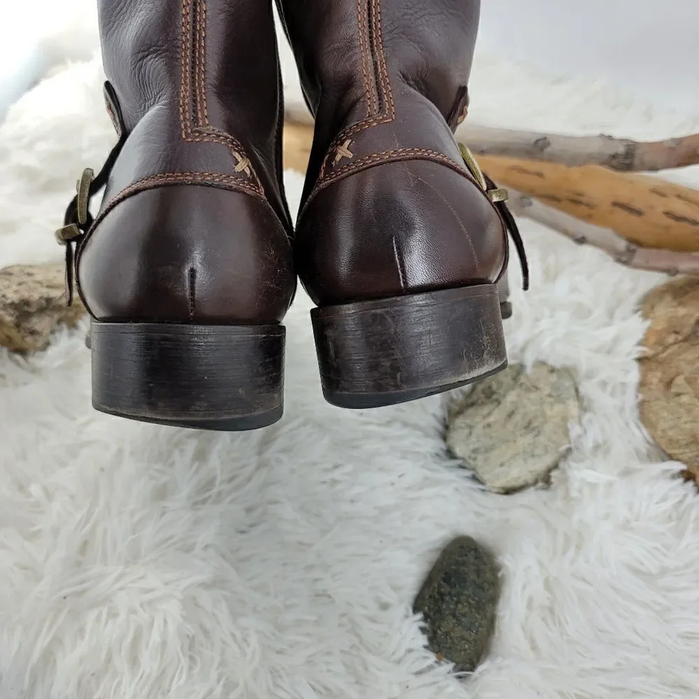 Gordon rush studded brown leather ankle boots. (K)